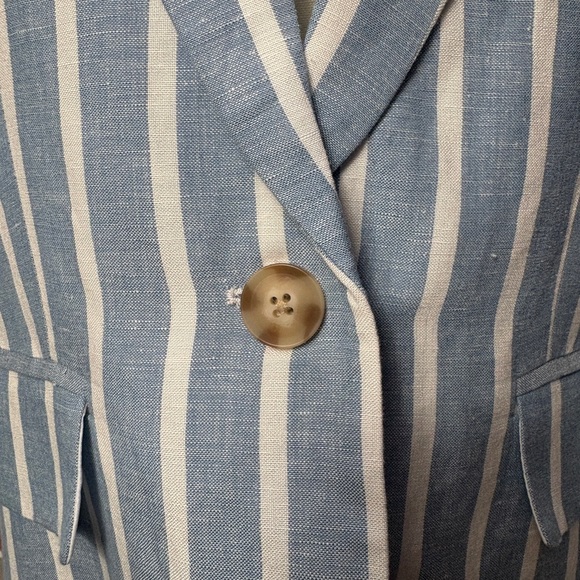 Philosophy Blue & White Striped Linen Blend Blazer – Sz S - Picture 9 of 9